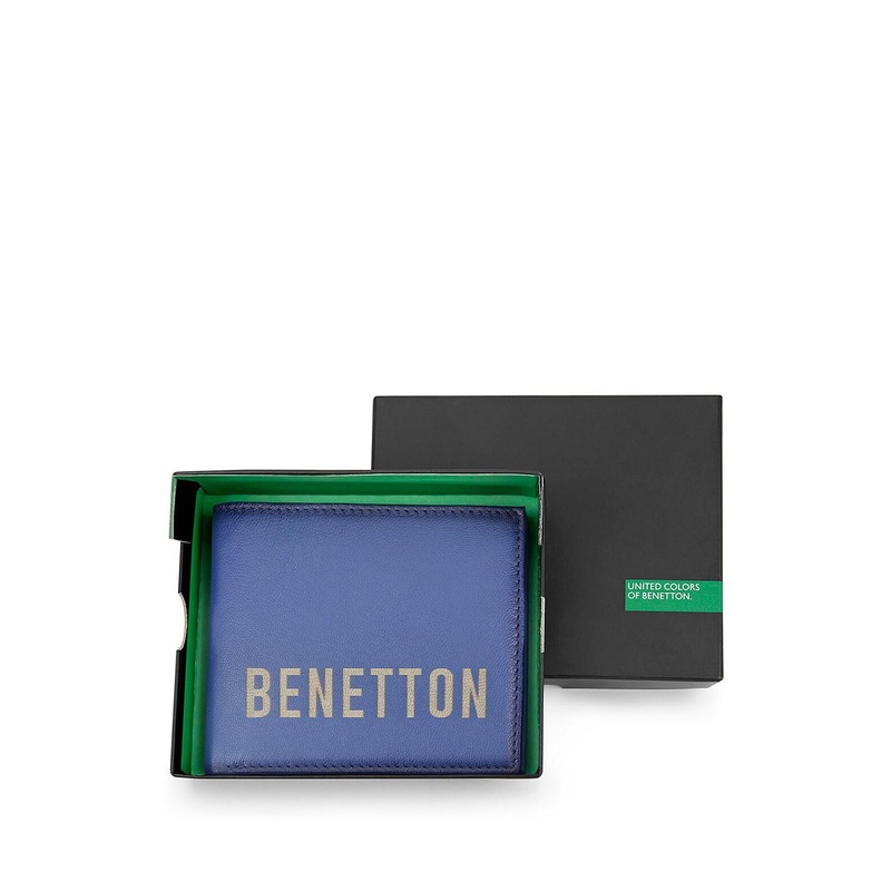 United Colors of Benetton Men Typography Printed Leather Two Fold Wallet