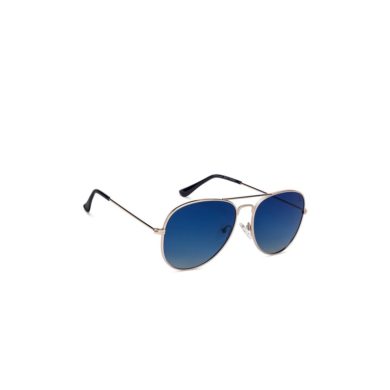 Vincent Chase by Lenskart Unisex Blue Lens & Gold-Toned Aviator Sunglasses with Polarised Lens