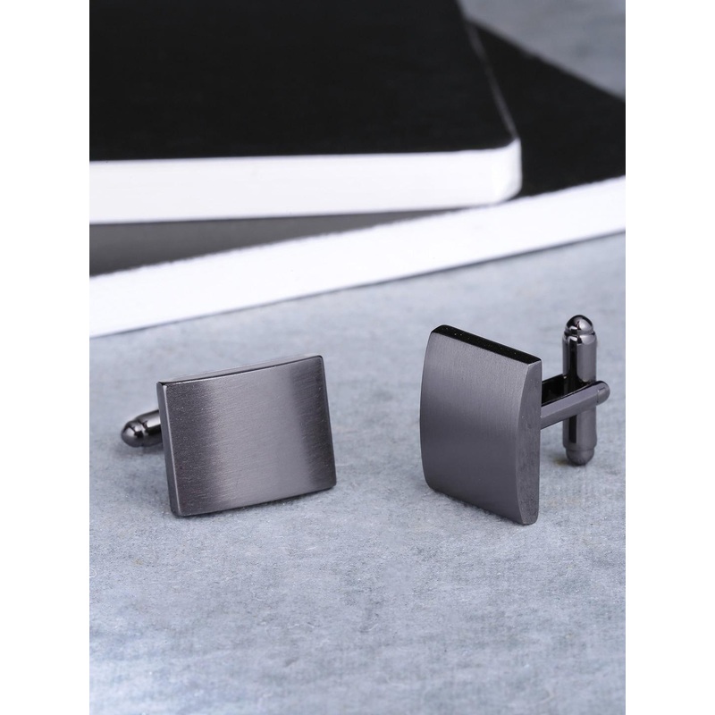 Yellow Chimes Black & Grey Rectangle Cufflinks