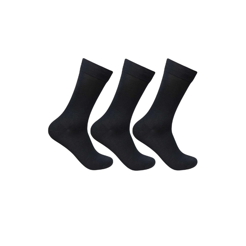 Akeeta Unisex Pack of 3 Full Length Cotton Plain Solid Navy Blue Formal Socks