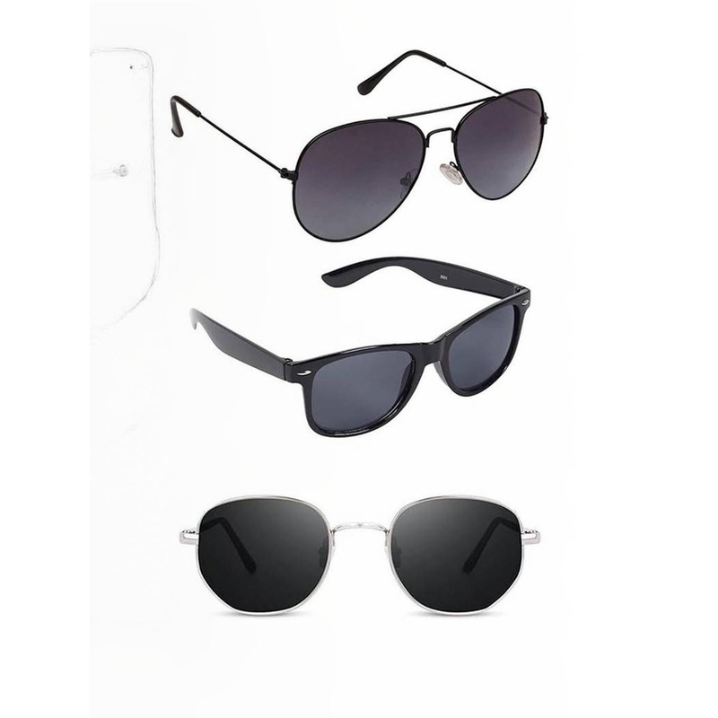 Arzonai Unisex Pack of 3 Clear Lens Sunglasses with UV Protected Lens