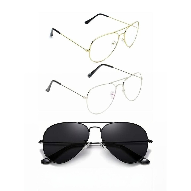 Arzonai Unisex Pack of 3 Transparent Clear Sunglasses with UV Protected Lens