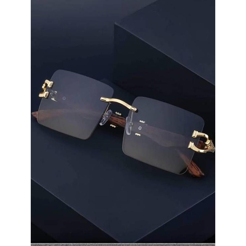 Arzonai Unisex Rimless Square Sunglass MA-9102-BLACK-BLACK-A