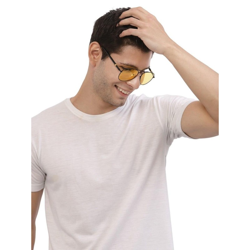 Arzonai Unisex Yellow Lens & Black Aviator Sunglasses with UV Protected Lens