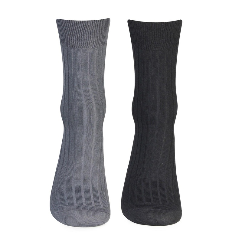 Bonjour Men Pack Of 2 Striped Sweat Absorbency Cotton Calf-Length Socks