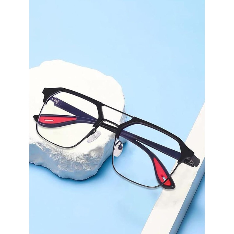 DEXENT COLLECTION Unisex Clear Lens & Black Square Sunglasses with