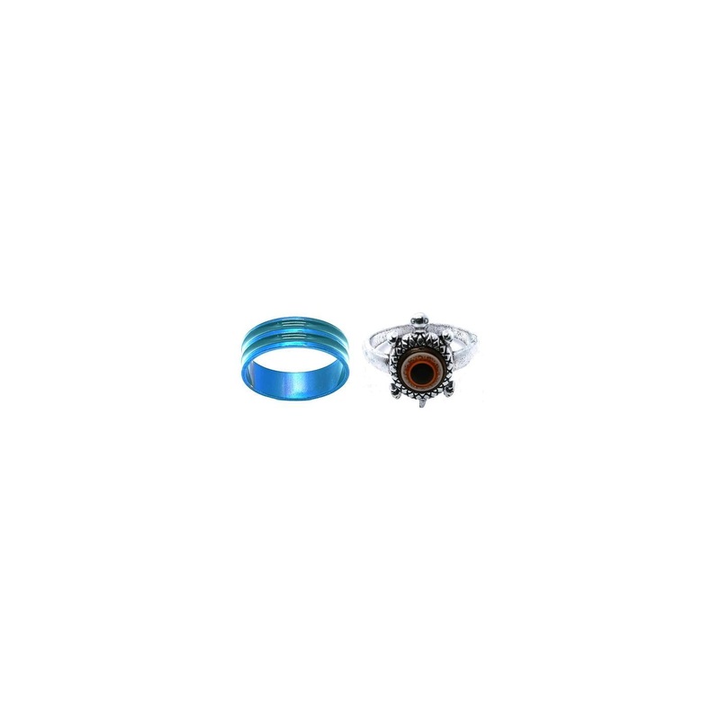 Dynamic Retail Global Set of 2 Rings for Men & Women, Blue-Red Alloy Ring ()