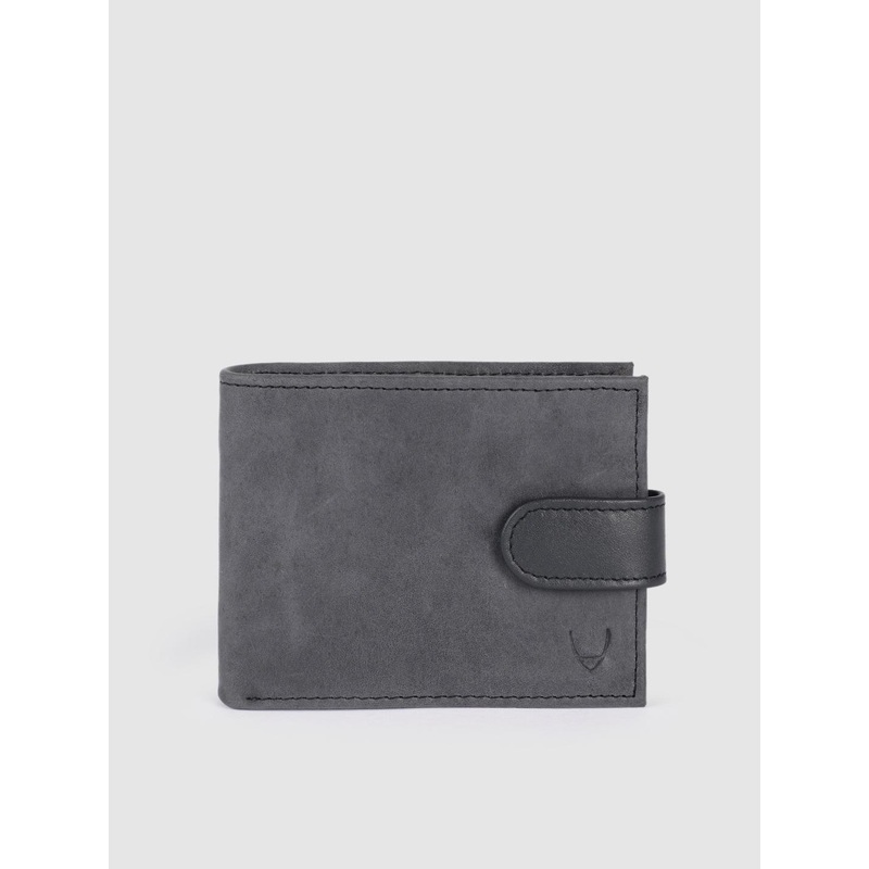 Hidesign Men Black Solid Leather Two Fold Wallet with Brand Logo Embossed