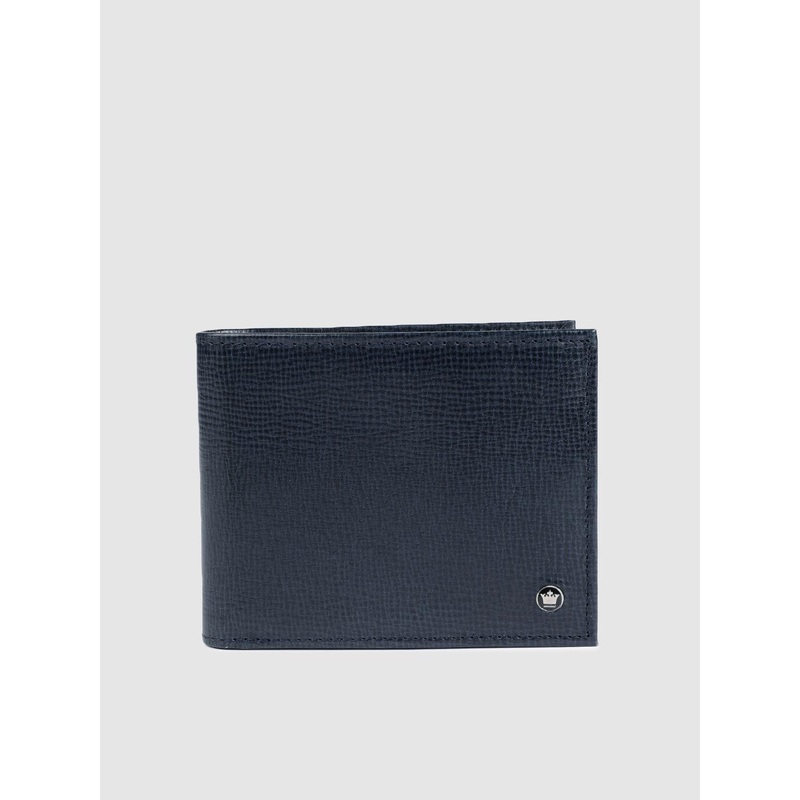 Louis Philippe Men Navy Blue Textured Two Fold Leather Wallet