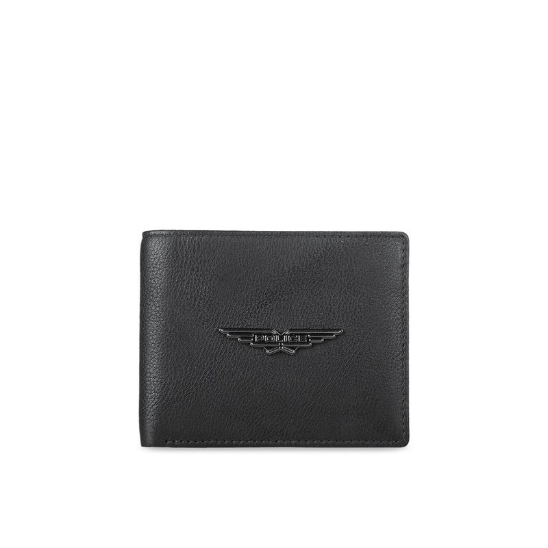 Police Men Black Solid Genuine Leather Two Fold Wallet