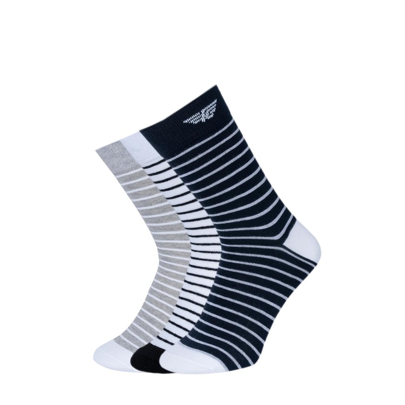 Red Tape Pack Of 3 Calf Length Striped Grey Socks