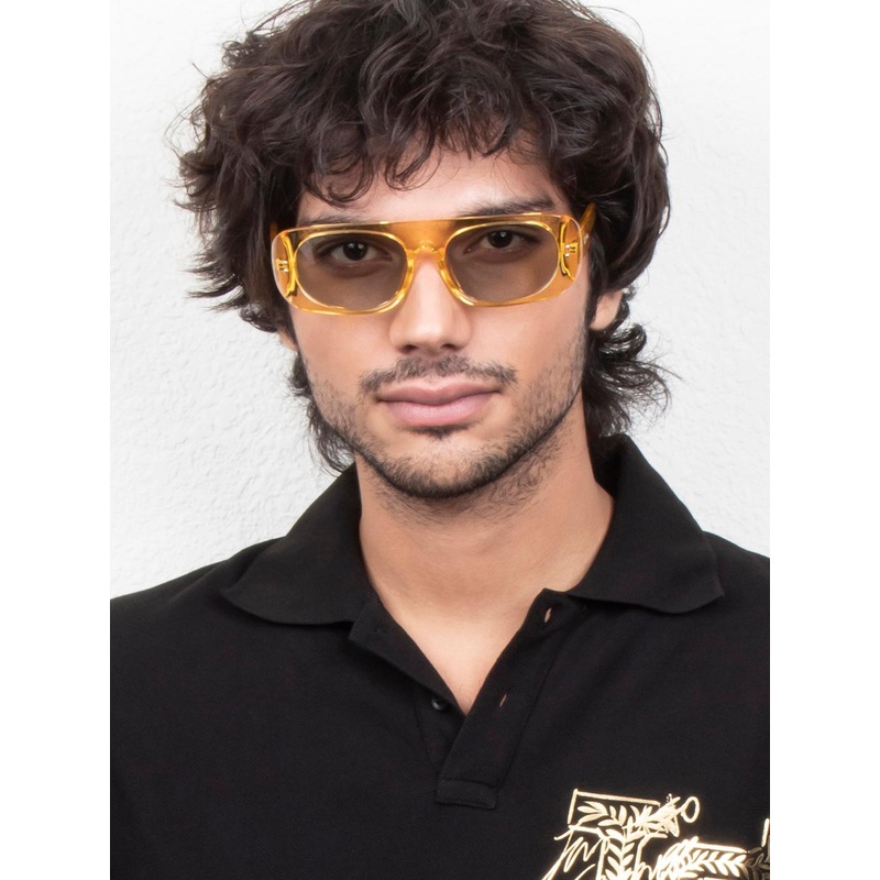 Ted Smith Unisex Yellow Square Sunglasses With Polarized Lens