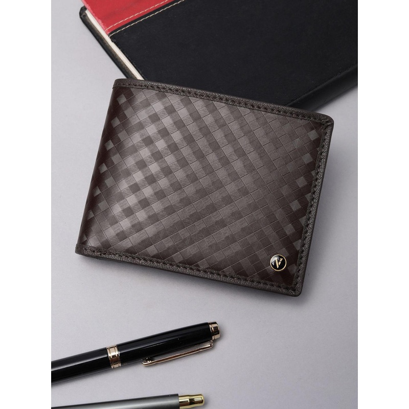 Van Heusen Men Checked Leather Two Fold Wallet