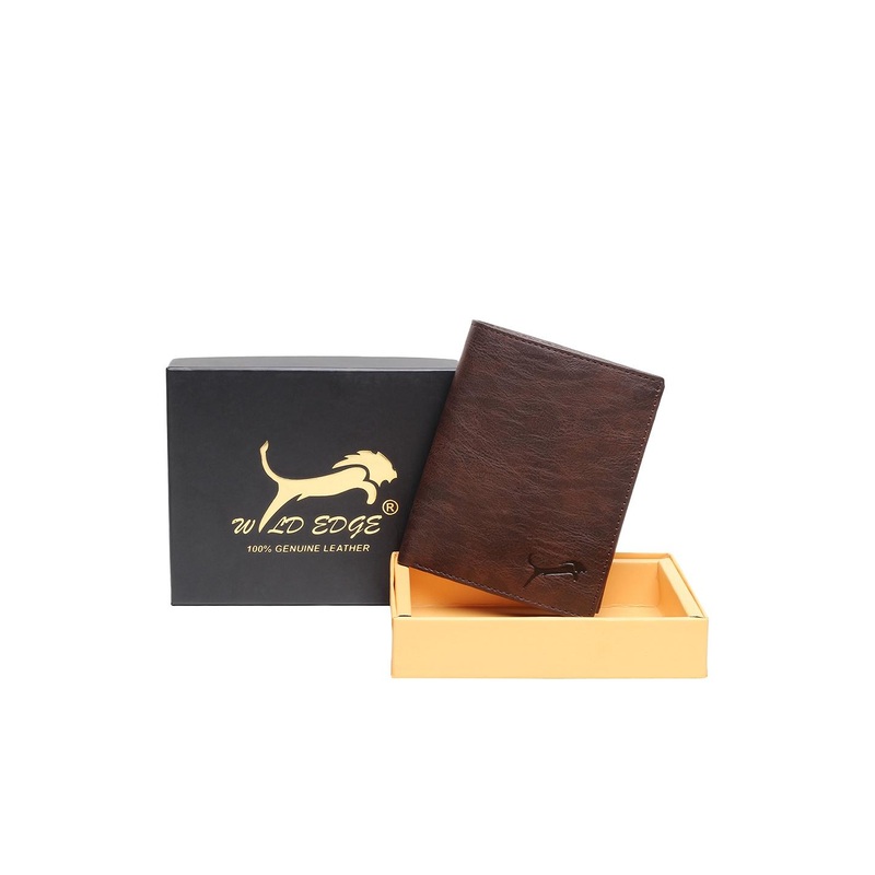WILD EDGE Men Brown Leather Two Fold Wallet