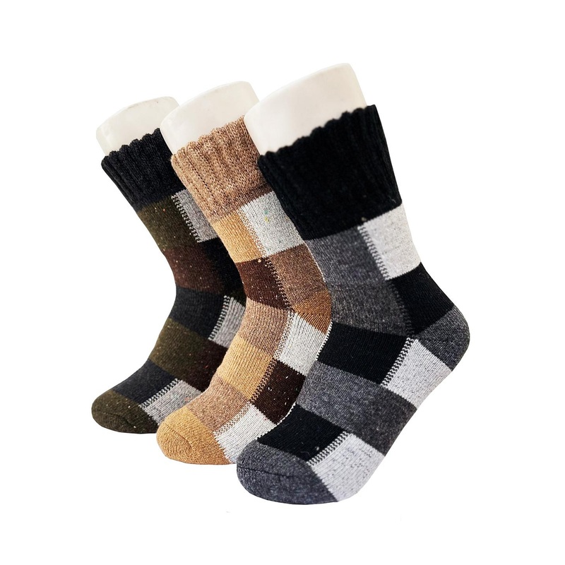 Alexvyan Men 3 Pair Cheked Calf Length Winter Woolen Warm Socks