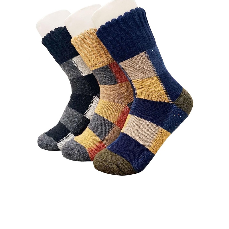 Alexvyan Men Pack of 3 Checked Calf-Length Winter Woolen Warm Socks