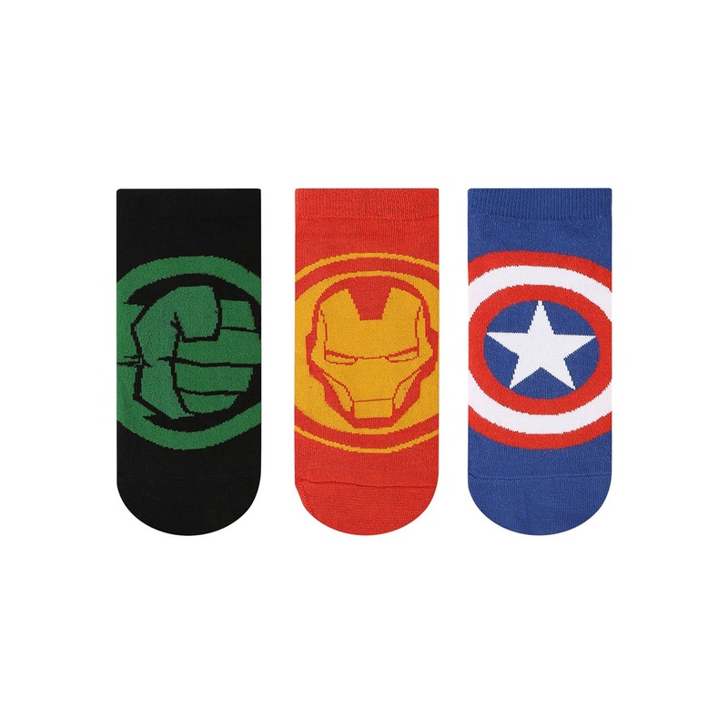 Balenzia x Marvel Men Pack of 3 Captain America & Hulk Assorted Ankle Length Socks