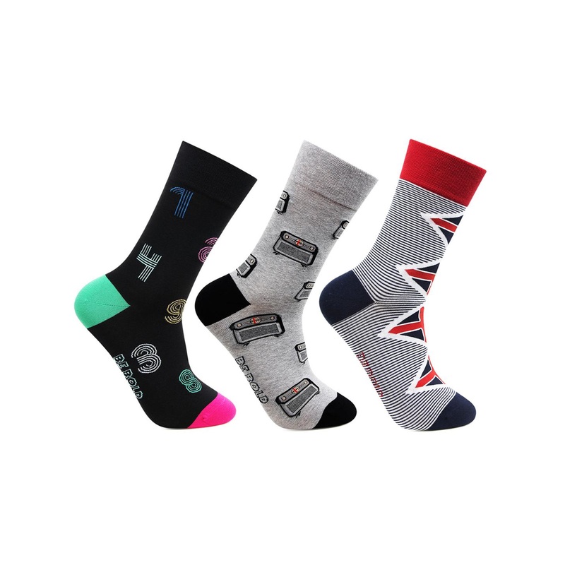 Bonjour Men Pack Of 3 Assorted Calf-Length Socks