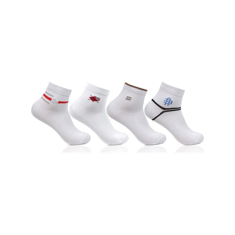 Bonjour Men Set of 4 White Ankle-Length Socks