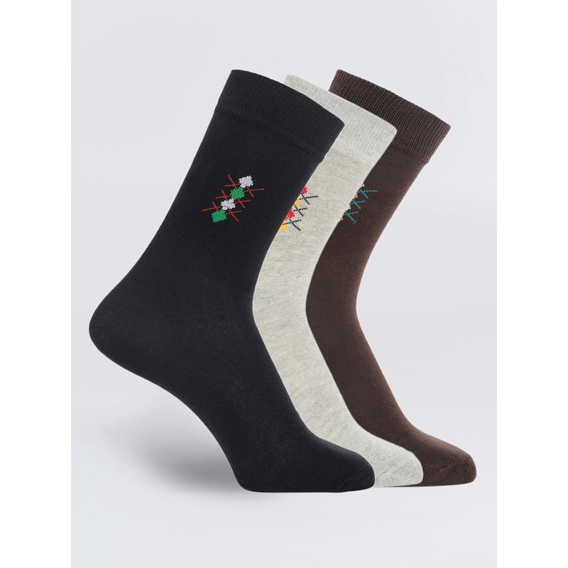 Camey Men Pack Of 3 Assorted Calf-Length Socks