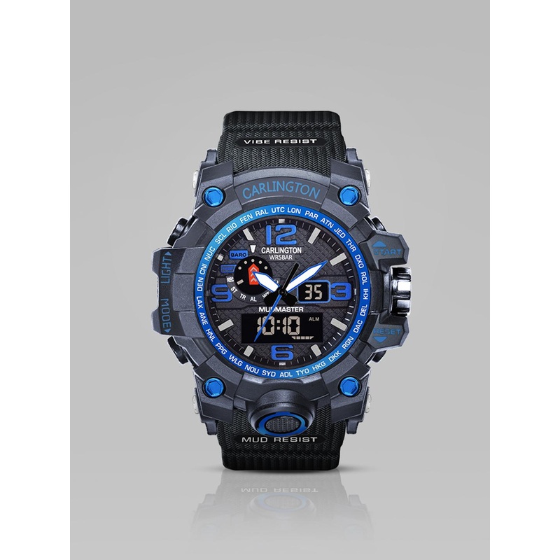 CARLINGTON Men Printed Dial & Straps Analogue and Digital Watch CT 3344 Blue