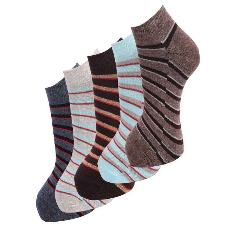 Dollar Socks Men Pack Of 5 Assorted Cotton Ankle-Length Socks