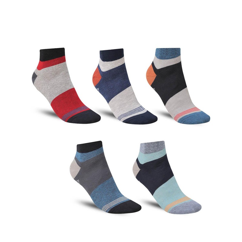 Dollar Socks Men Pack Of 5 Colorblocked Cotton Ankle-length Socks