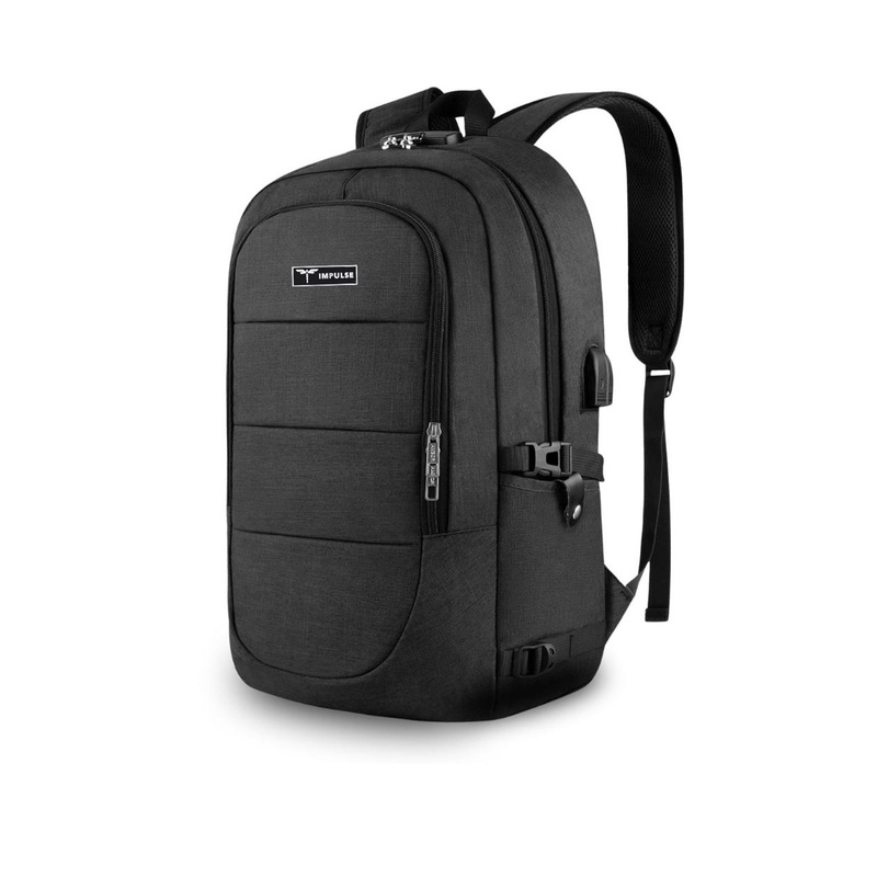 Impulse Unisex Brand Logo Backpack with USB Charging Port