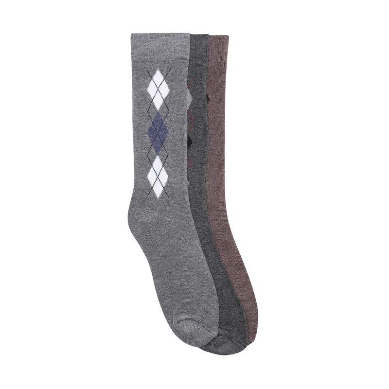 INVICTUS Men Set of 3 Patterned Above Ankle-Length Wool Socks
