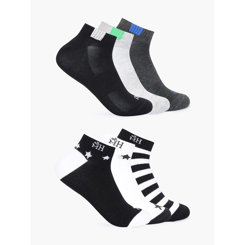 Mast & Harbour Men Pack Of 6 Patterned Above Ankle -Length Socks