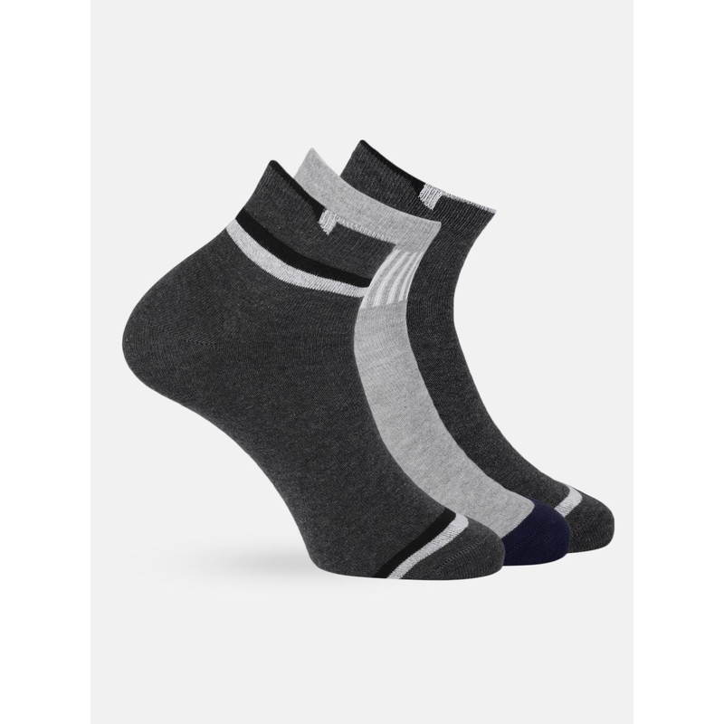Mast & Harbour Men Set of 3 Grey Ankle-Length Socks