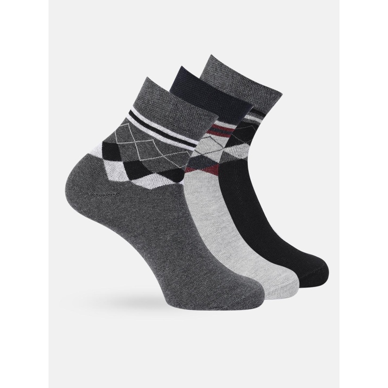Mast & Harbour Men Set of 3 Patterned Above Cotton Ankle Length Socks