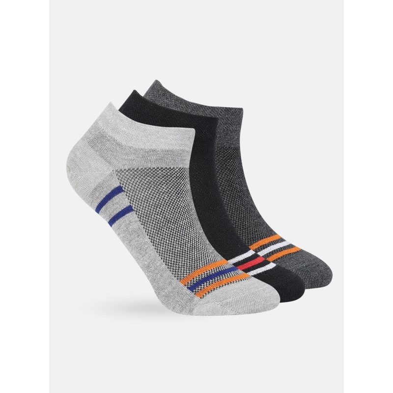 Mast & Harbour Men Set Of 3 Striped & Woven Design Ankle Length Socks