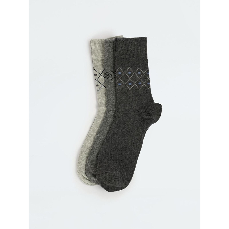 Max Pack of 3 Men Argyle Crew Length Socks