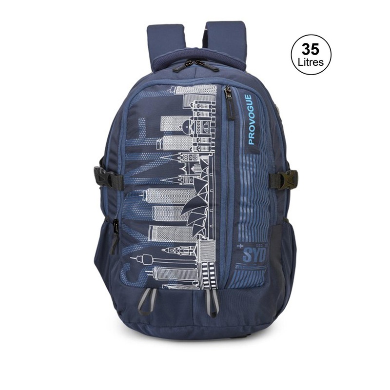 Provogue Unisex Blue & White Graphic Backpack 35 L