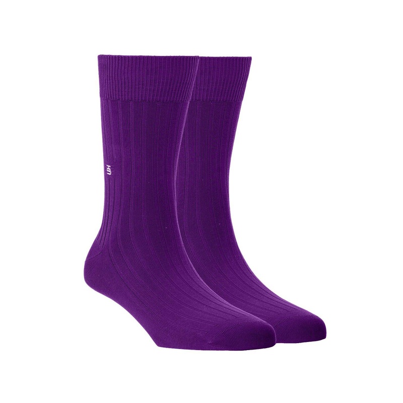 SockSoho Men Purple Solid Calf-Length Socks