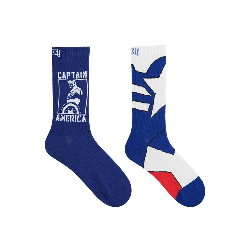 SocksXpress Men Pack of 2 Marvel Captain America Fragile Printed Crew Socks