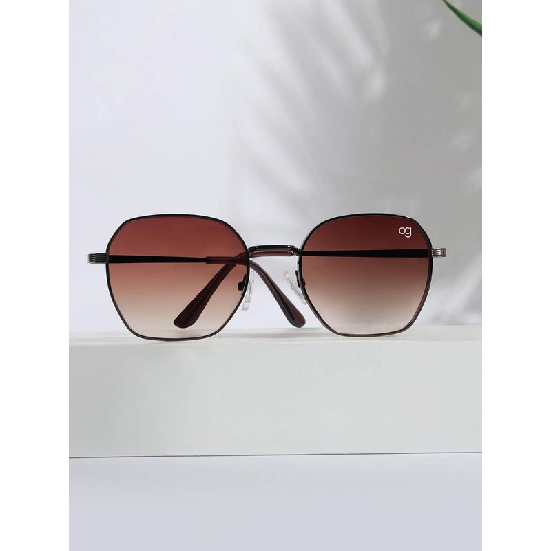 Woggles Unisex Hexagonal Sunglasses with UV Protected Lens WOJJ-MHX-87625C4