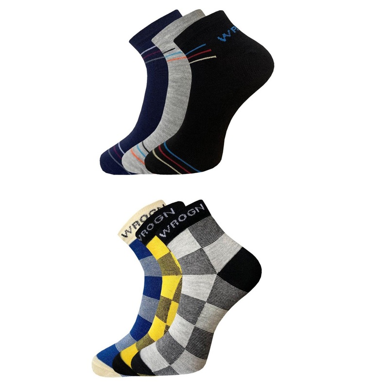 WROGN Men Pack Of 6 Patterned Ankle-Length Socks