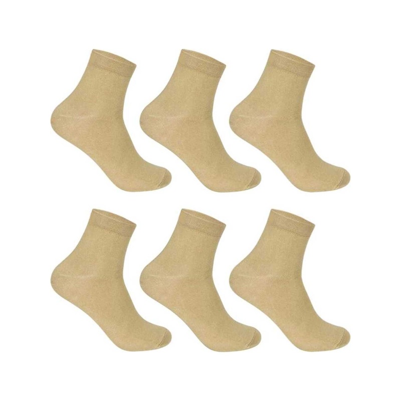 Akeeta Khaki Pack Of 6 Cotton Solid Ankle-Length Socks