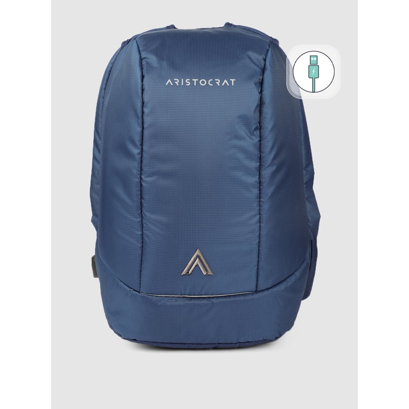 Aristocrat Unisex Blue Backpack with USB Charging Port