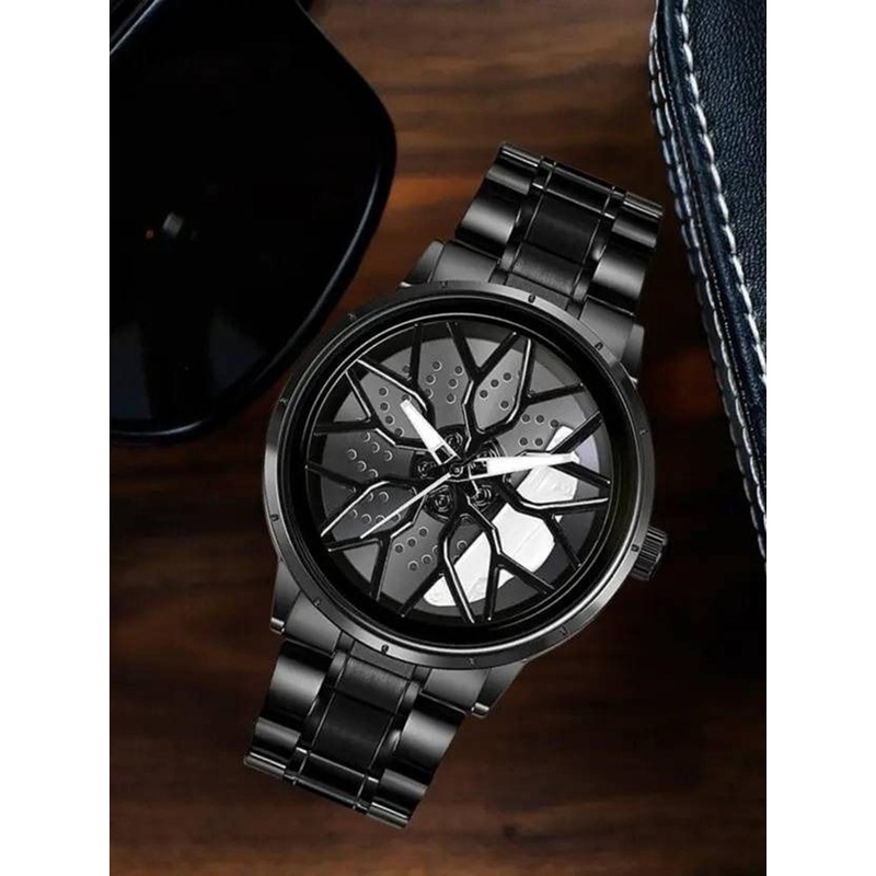 Blutech Men Textured Dial & Stainless Steel Bracelet Style Straps Analogue Watch 10spnWht2