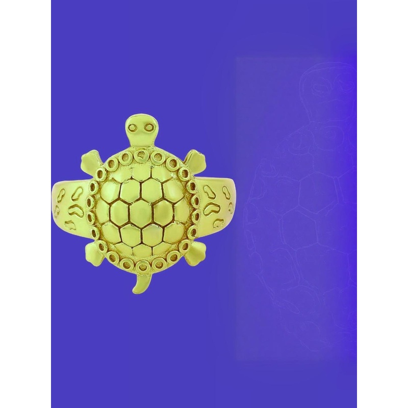 Dynamic Retail Global Tortoise Turtle Kachua Meru Ring for Men Women Boys Girl Vastu Fengshui t-321g Brass Gold Plated Ring ()