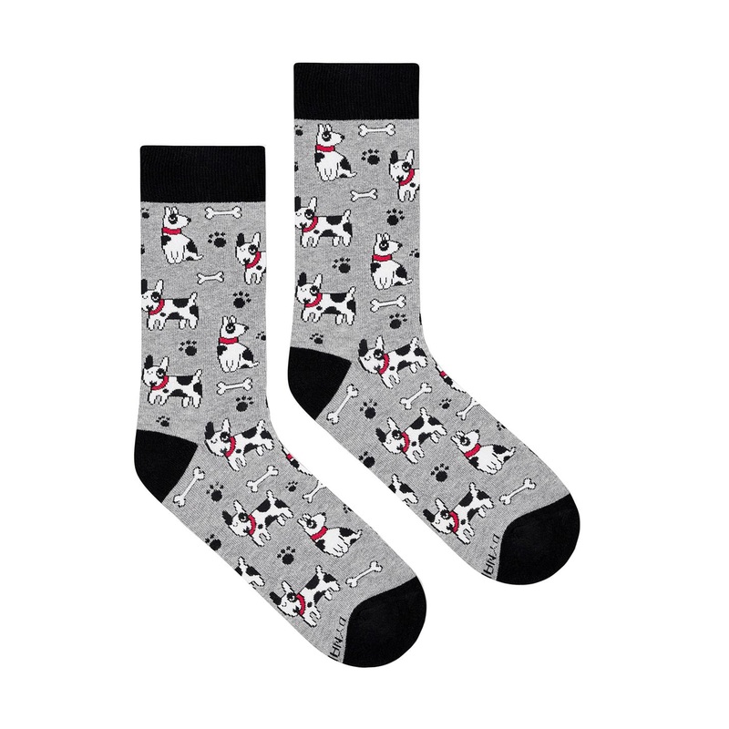 Dynamocks Unisex Grey & Black Patterned Calf-Length Socks