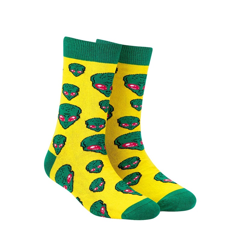Dynamocks Unisex Yellow & Green Patterned Calf-Length Socks