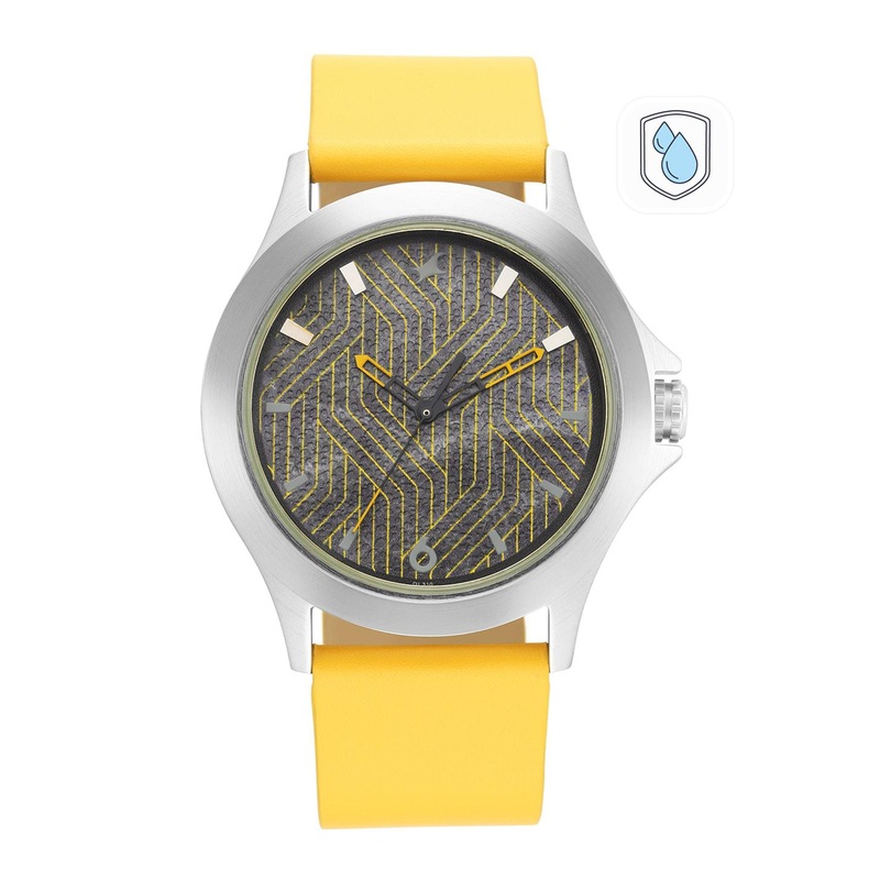 Fastrack Men Multicoloured Brass Printed Dial & Yellow Leather Straps Analogue Watch 3220SL03