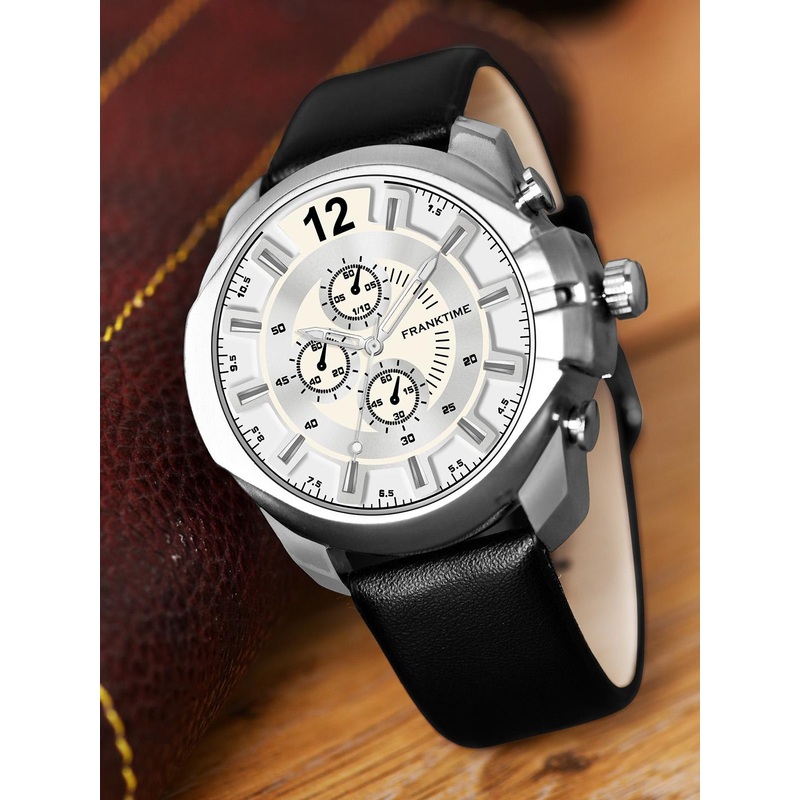 Franktime Men Dial Leather Textured Straps Analogue Watch FT-0009