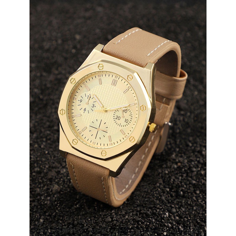 French Accent Men Dial & Leather Straps Analogue Watch SS25_FAWC1048