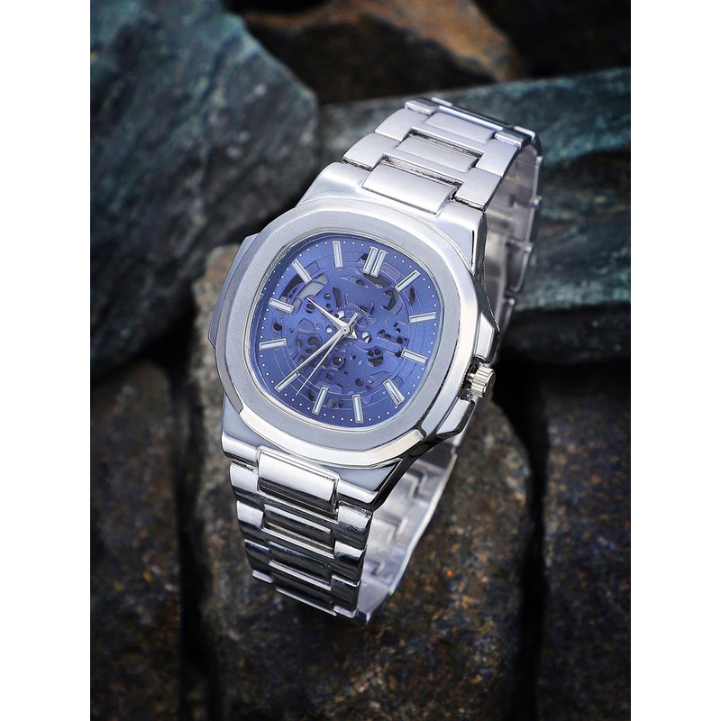 French Accent Men Embellished Dial & Stainless Steel Bracelet Style Straps Analogue Watch SS25_FAWC1023