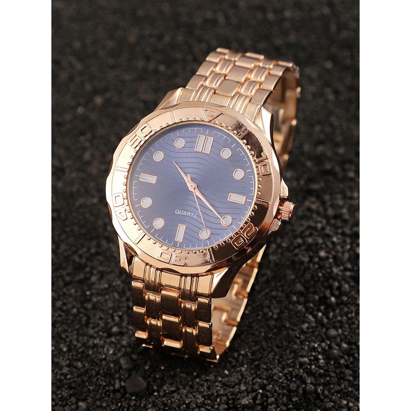 French Accent Men Embellished Dial & Stainless Steel Bracelet Style Straps Analogue Watch SS25_FAWC1024